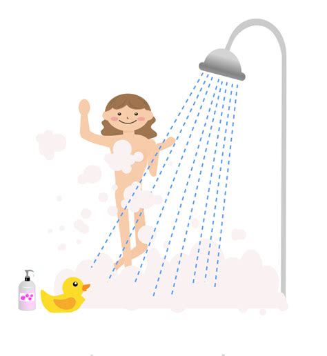 Girl Taking A Shower Clipart