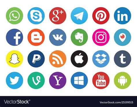 Popular Social Media Logos Collection Royalty Free Vector Off