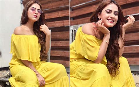 Simi Chahal Looks Stunning In A Yellow Off Shoulder Maxi Dress See Pic