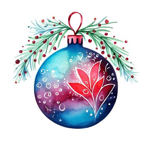 Premium Ai Image Vibrant Watercolor Christmas Bauble