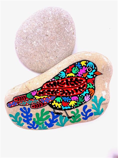 Bird Stonematisse Bird Hand Painted I Sassi Etsy