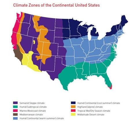 Climate Zones of the Continental United States. | Us geography, North ...