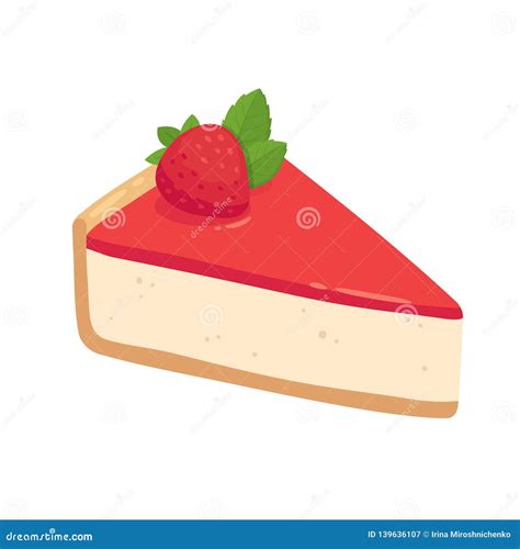 Rebanada Del Pastel De Queso De La Fresa Ilustración del Vector