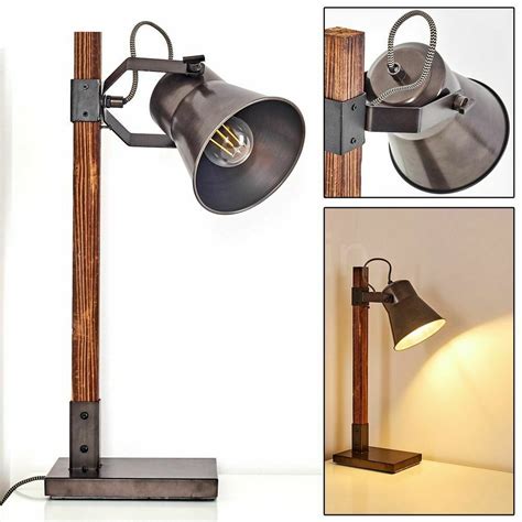 Lampka Nocna Do Czytania Lampa Sto Owa Vintage Retro Drewno Metal Loft