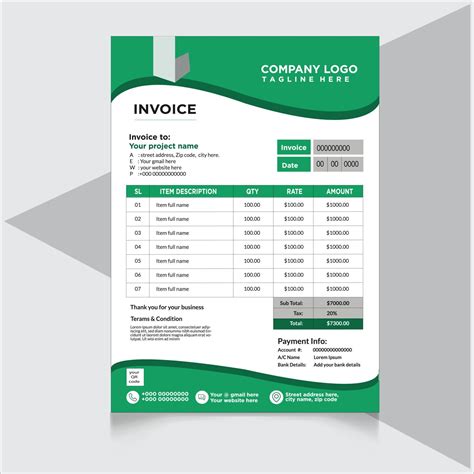 A green and white invoice template for company logo invoice 23161938