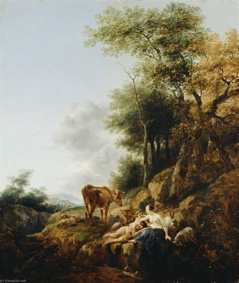 Reproducciones De Pinturas Paisaje Con Nymph Y Satyr 1647 De Nicolaes