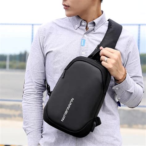 Men Anti Theft USB Crossbody Bag Male High Quality Chest Bag Oxford