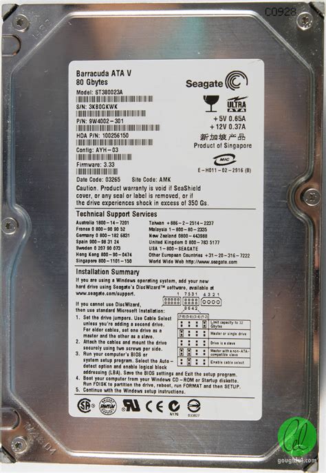 Seagate ST380023A Barracuda ATA V 3 5 80GB 2003 Gough S Tech Zone