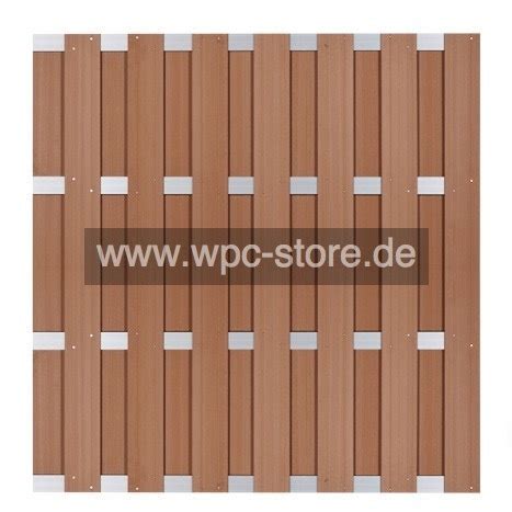 Wpc Zaun Braun Mit Aluminium Querprofilen X Cm Wpc Store