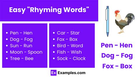 rhyming words list meaning  examplescom