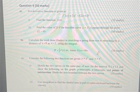 Solved F′x3x2−12xd I Find The Function Fx 10 Marks