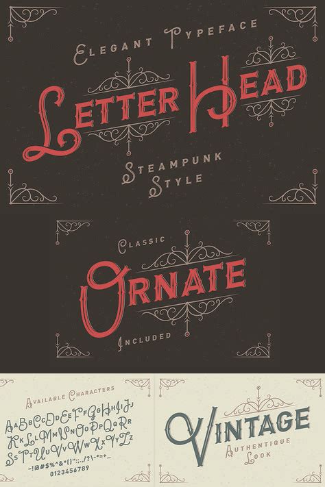 Letterhead Typeface With Ornate Font 75264 Typeface Steampunk Font