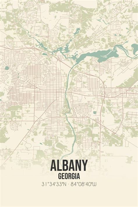retro  map  albany georgia vintage street map stock illustration
