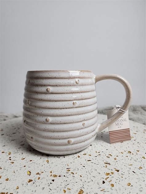 Artisanal Coffee Tea Mug Cup 18 Oz Exposed Clay Wavy Texture By Sunday