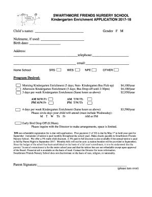 Fillable Online SWARTHMORE FRIENDS NURSERY SCHOOL Fax Email Print