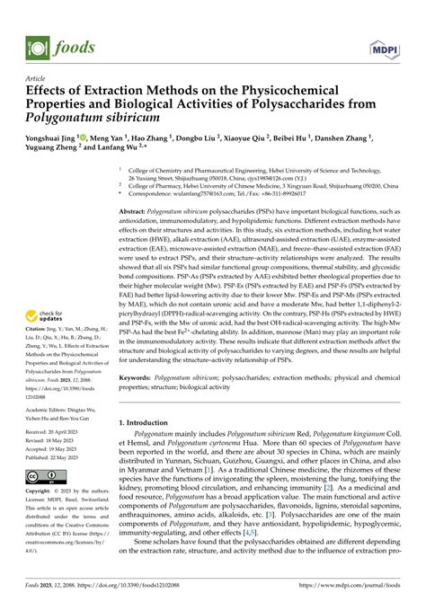 Pdf Effects Of Extraction Methods On The Physicochemical Properties