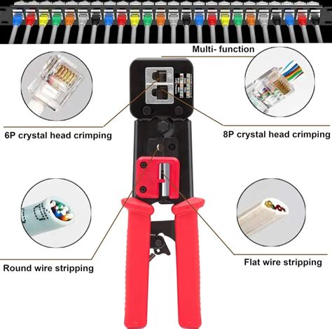 RJ45 Cat5 Cat5e Cat6 Crimp Tool Kit Pass Through Crimping, Ethernet Crimper Network Tool for ...