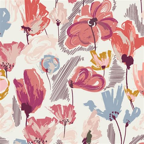 Abstract Floral Print Fabric Premium Cotton Fabric Wild - Etsy