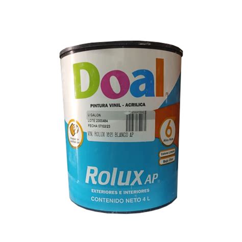 PINTURA DOAL VINILICA ROLUX AP 1621 BLANCO 4LTS Materiales Roma S A