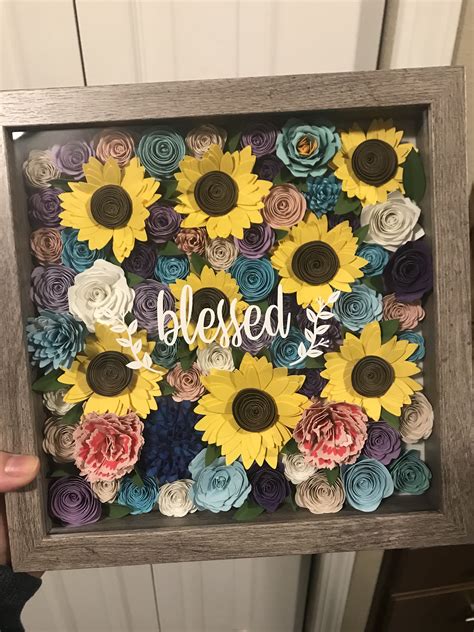 Blessed Shadow Box With Sunflowers Flower Shadow Box Diy Cricut