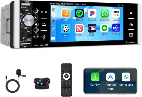 Podofo Autoradio 1 din Carplay avec Écran 10 4 Rotatif Vertical