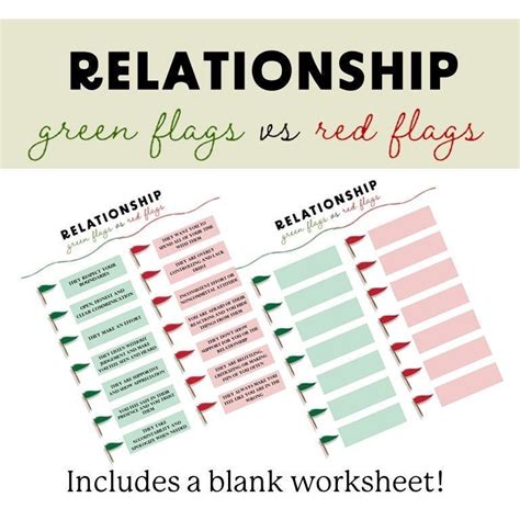 Healthy Relationships Green Red Flags With A Blank Worksheet For