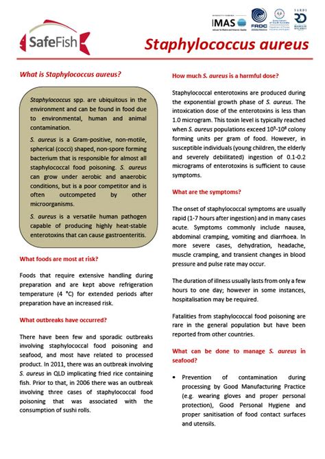 Staphylococcus Fact Sheet Safefish