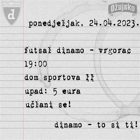 Počinje doigravanje Futsal Dinamo Vrgorac ponedjeljak 24 4 19 00