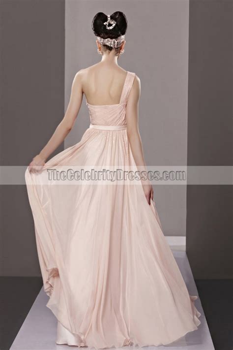 Pearl Pink One Shoulder A Line Prom Gown Evening Dresses