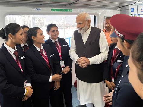 In Pics Pm Modi Flags Off First Train Of Delhi Meerut Rrts Service