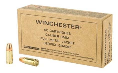 Winchester Ammunition Service Grade 9mm 115gr Full Metal Jacket 50 Round Box Us Gun Source