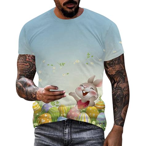 Pmuybhf Male Easter T Shirts For Men Mens Easter Fashion Individuality Casual Digital 3d Printed