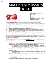 S Thao Ticket Docx Sim Lab Admission Ticket Patient Name Lou