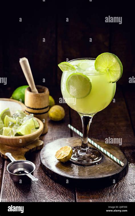 Caipirinha Typical Brazilian Drink Made With Distilled Beverage Lemon