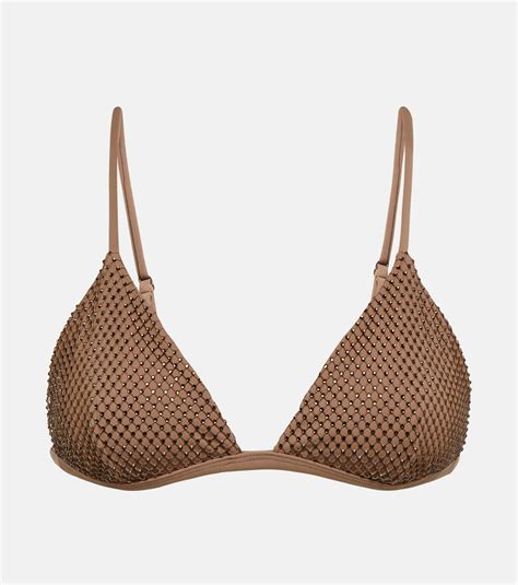 Simkhai Joelle Crystal Embellished Bikini Top Simkhai