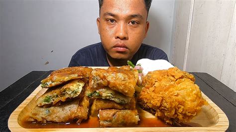 ASMR NIKMAT MUKBANG MARTABAK TELOR PAKE NASI FRIED CHICKEN YouTube