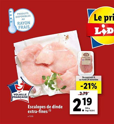 Promo Escalopes De Dinde Extra Fines Chez Lidl Icatalogue Fr