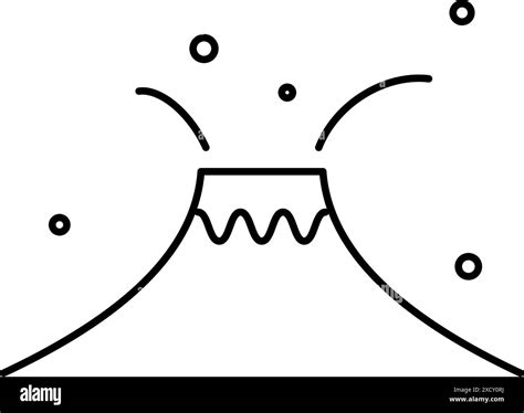 Simple Line Drawing Icon Of Natural Disasters Volcanic Eruption