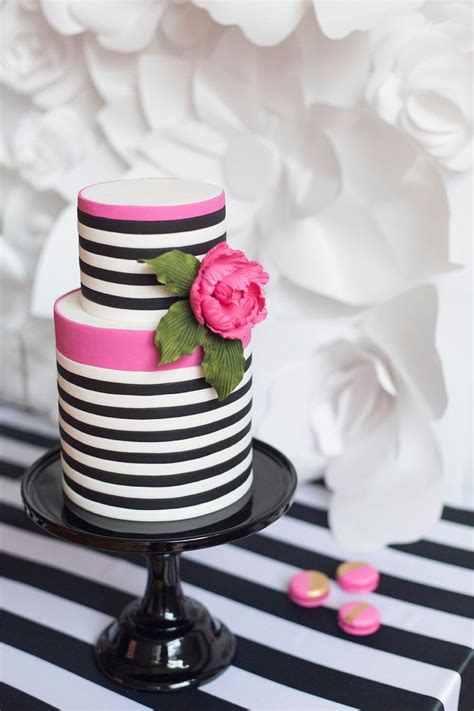 Striped Cake Kate Spade Inspired Black White With A Pop Of Hot Pink