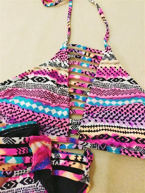 M No Boundaries Aztec High Neck Two Piece Bikini Swimsuit Women S