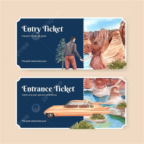 Watercolorstyle National Parks Of The United States Ticket Template