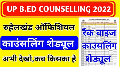 UP B Ed Official Counselling Schedule जर UP B Ed Counselling