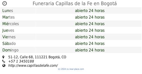 Funeraria Capillas De La Fe Bogot Horarios Calle Tel