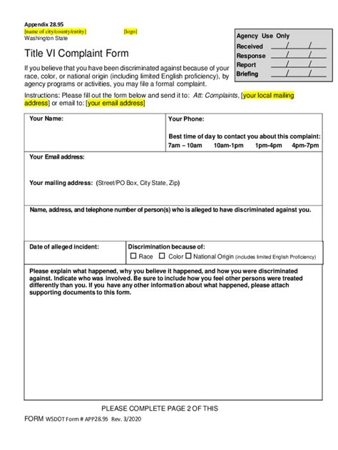 Fillable Online Appendix 28 95 Name Of City County Entity Wsdot