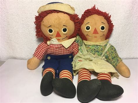 Vintage Knickerbocker Raggedy Ann And Andy 16 Dolls Pair