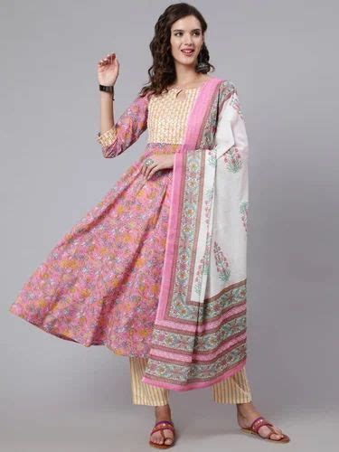 Multicolor Cotton Anarkali Kurt With Pant At Rs 700 Pure Cotton