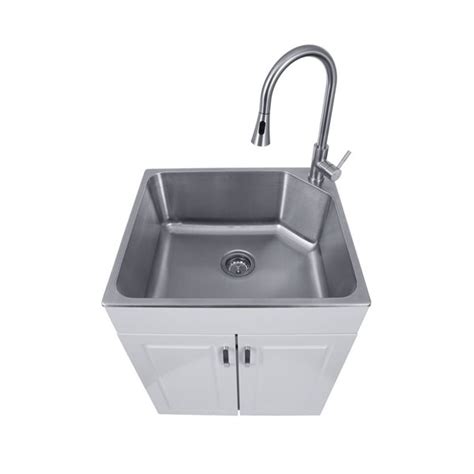 PRESENZA All In One 24 In Utility Sink With Faucet And Laundry Cabinet