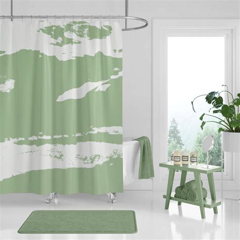 Sage Green Shower Curtains Modern Farmhouse Elegant Contemporary And