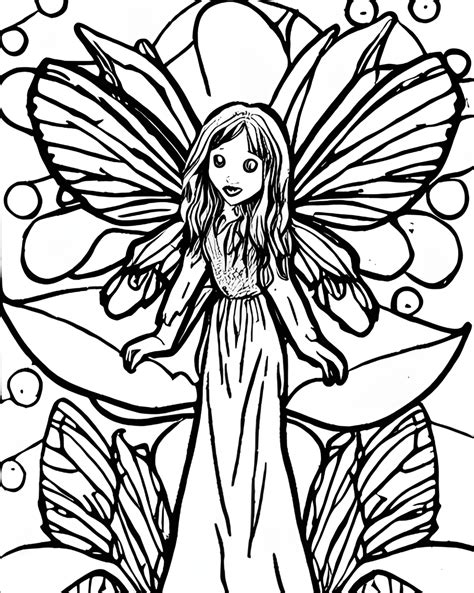 Fairy Flying Coloring Page · Creative Fabrica