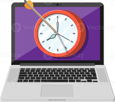 Target With Bow Arrow And Clock On Laptop Screen 35773341 Png